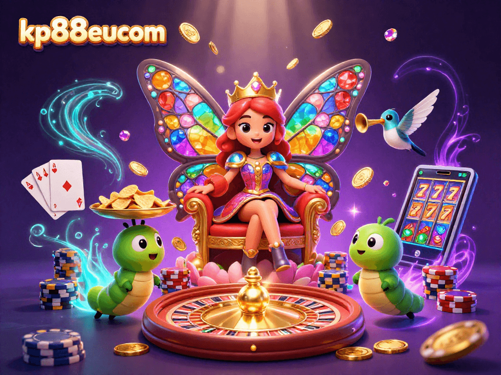 Experience winning moments with kp88eucom's vibrant 3D casino illustration showcasing exciting gaming elements.