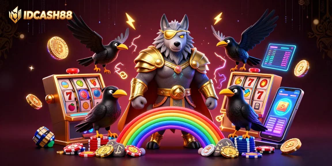 Experience thrilling slot games at IDCASH88 with memorable characters in a captivating scene.