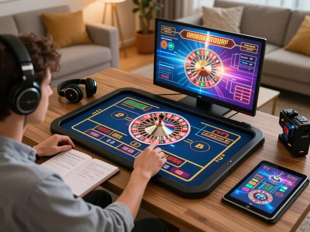 Player engaging in thrilling online casino roulette gameplay on mb66, showcasing vibrant graphics and betting excitement.