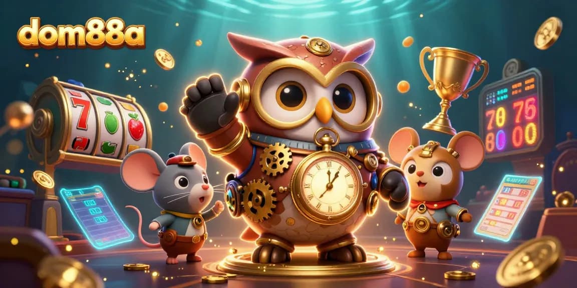 Enjoy thrilling casino action at dom88a with vibrant 3D illustrations of slots and engaging characters.