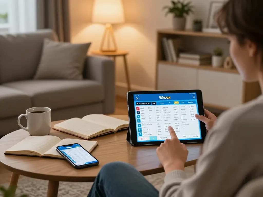 Engaging with the Winbox lottery app for a relaxing online gaming experience at home.