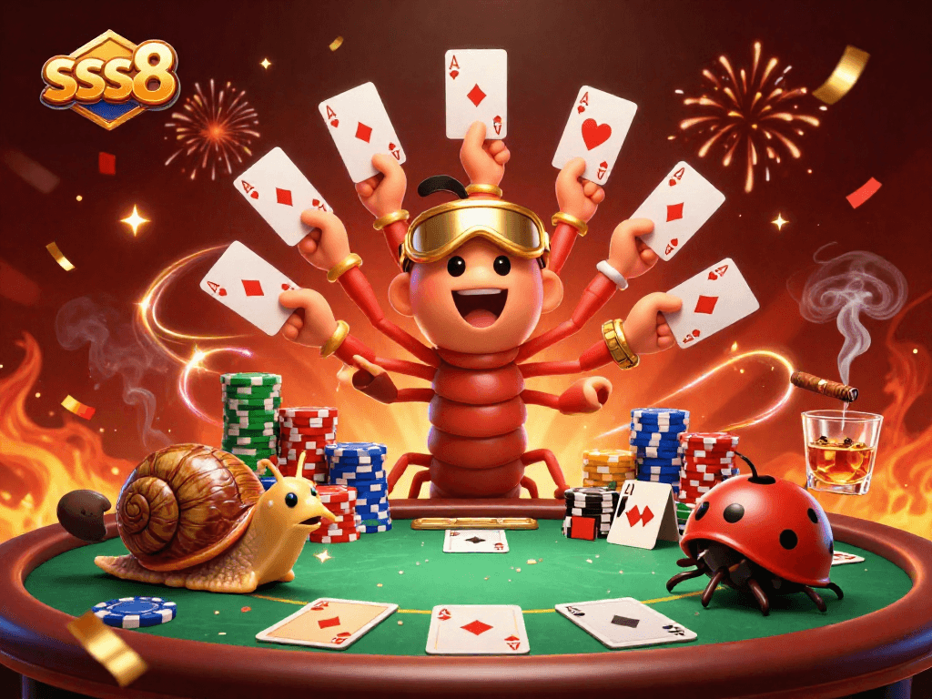 Experience the excitement of sss8 with a vibrant 3D casino scene showcasing animated characters and rich gaming details.