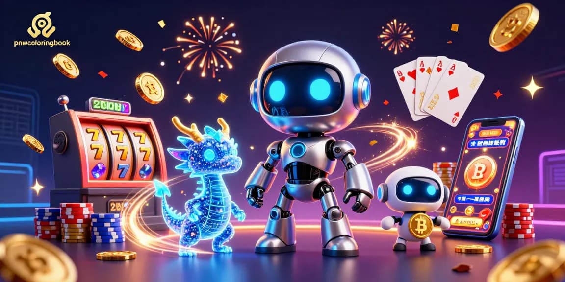 pnwcoloringbook showcases slot excitement with a vibrant 3D scene featuring futuristic casino characters.