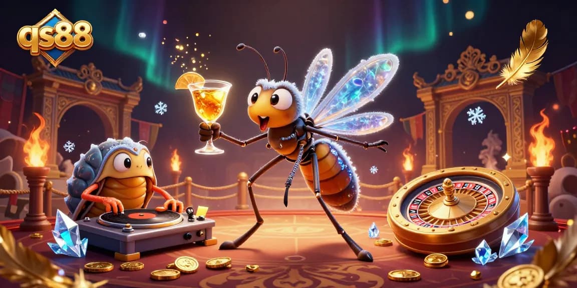 Experience the excitement of qs88 live casino with a vibrant 3D illustration showcasing unique characters and dynamic elements.