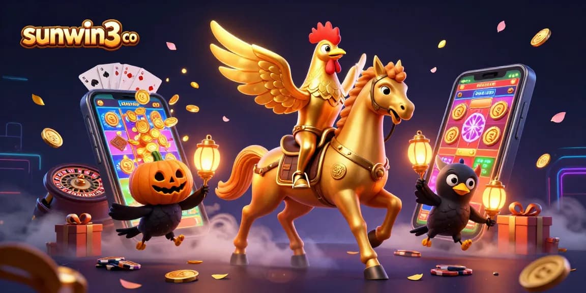Bet big with sunwin3 co in a vibrant casino scene featuring golden rooster and lively gambling elements.