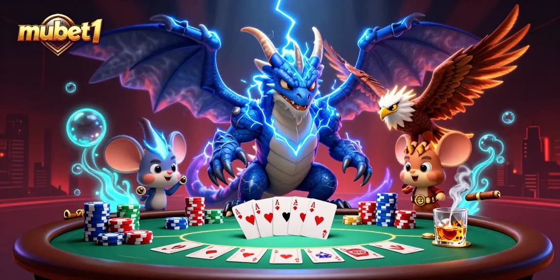 Experience thrilling poker action with mubet1 featuring vibrant dragons and electric visuals.