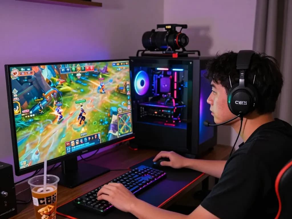 CWIN gaming scene with a player immersed in exciting fish shooting and slot games.