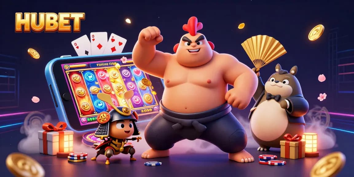 Experience the thrill of HUBET with dynamic gaming action and vibrant casino elements.
