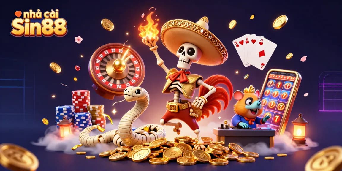 Experience the thrill of gaming with nhà cái Sin88, featuring vibrant characters and high-stakes action.