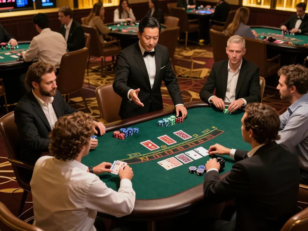 Players engaged in a thrilling blackjack game at 789club casino, showcasing strategic gameplay and interaction.
