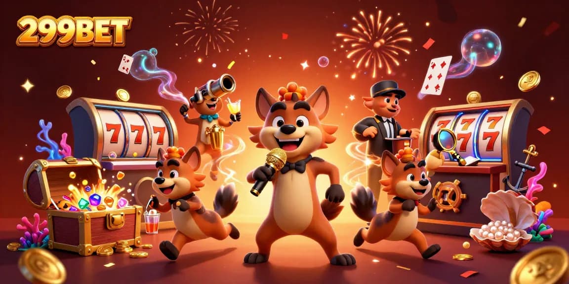 Experience the excitement of 299BET with festive casino games and lively hyena entertainers.