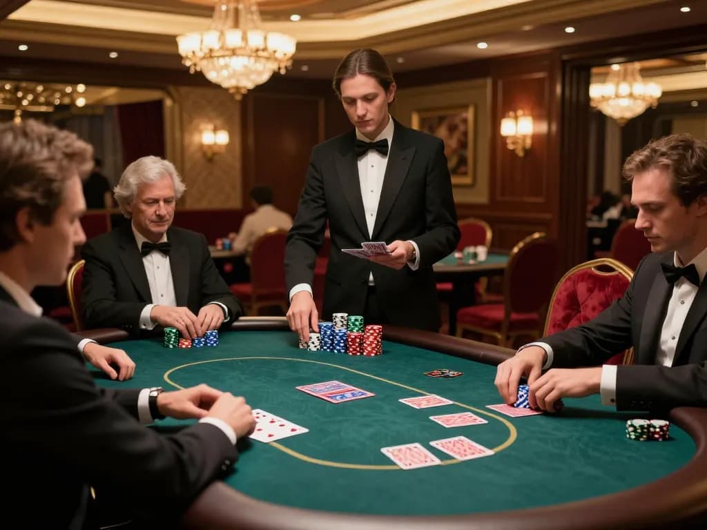 Competitive poker game at CM88SM with sophisticated players analyzing their hands.