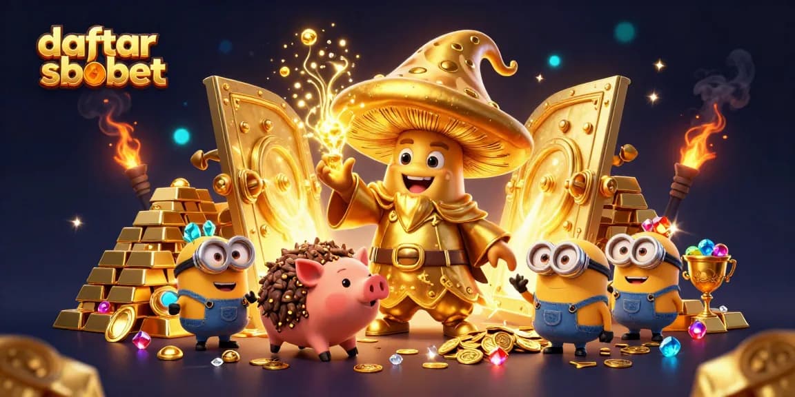 Bet on daftar sbobet with thrilling treasures and golden odds in this magical casino illustration.