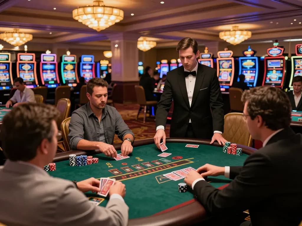 Experience the excitement of strategic gameplay at Jun88 casino with engaged players at the blackjack table.