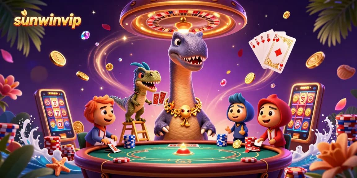 Experience extraordinary gameplay with sunwinvip's exciting casino atmosphere filled with vivid characters and vibrant elements.