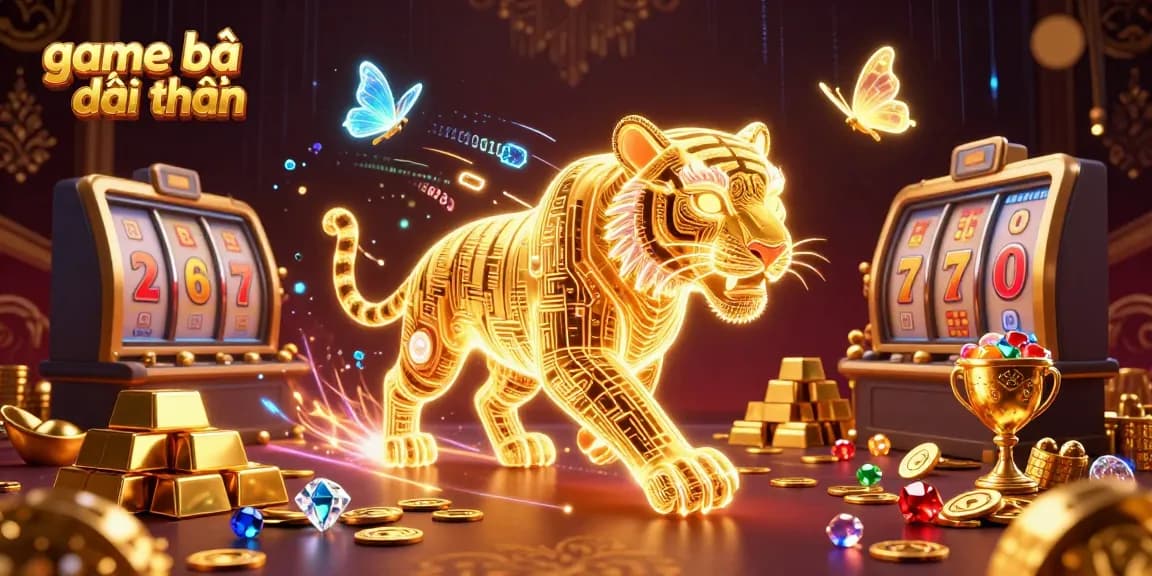 Experience the thrill of game bài đổi thưởng with vibrant slot reels, golden treasures, and energy-filled characters.