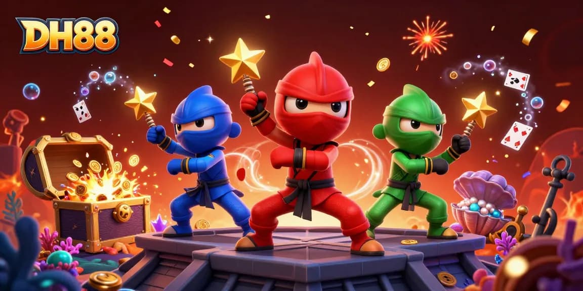 Engage in thrilling gaming action at DH88 with chameleon ninjas, gold coins, and underwater treasures.