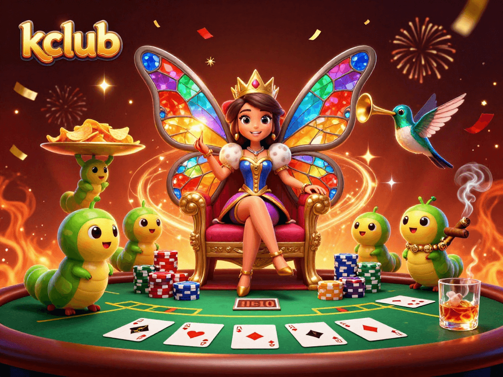 Discover the exciting world of Kclub through vibrant 3D illustration with poker elements.