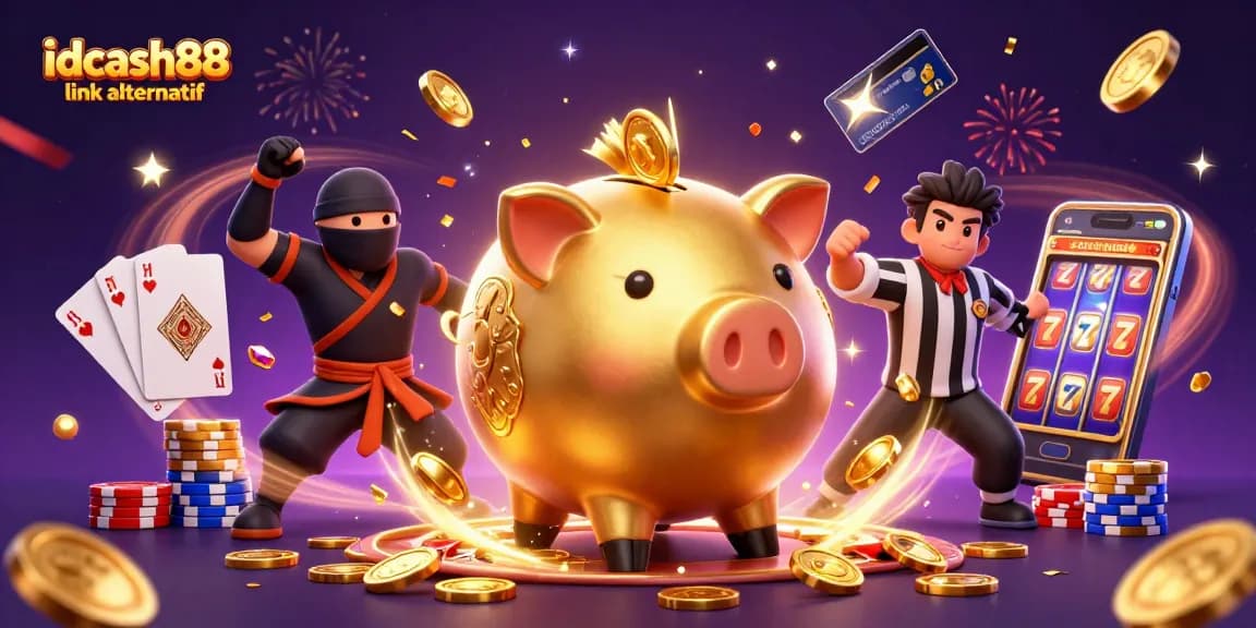 Gain winning strategies with idcash88 link alternatif at this vibrant, festive casino scene illustration.