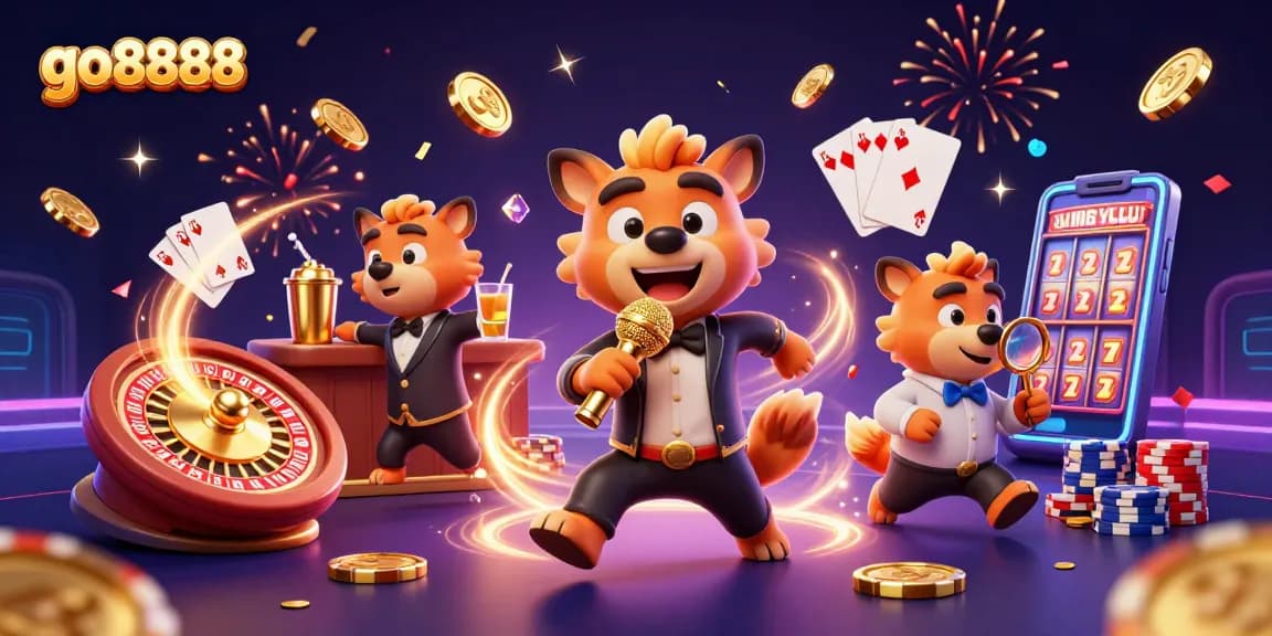 Join the fun at go8888 with a lively hyena comedy show and vibrant casino games.