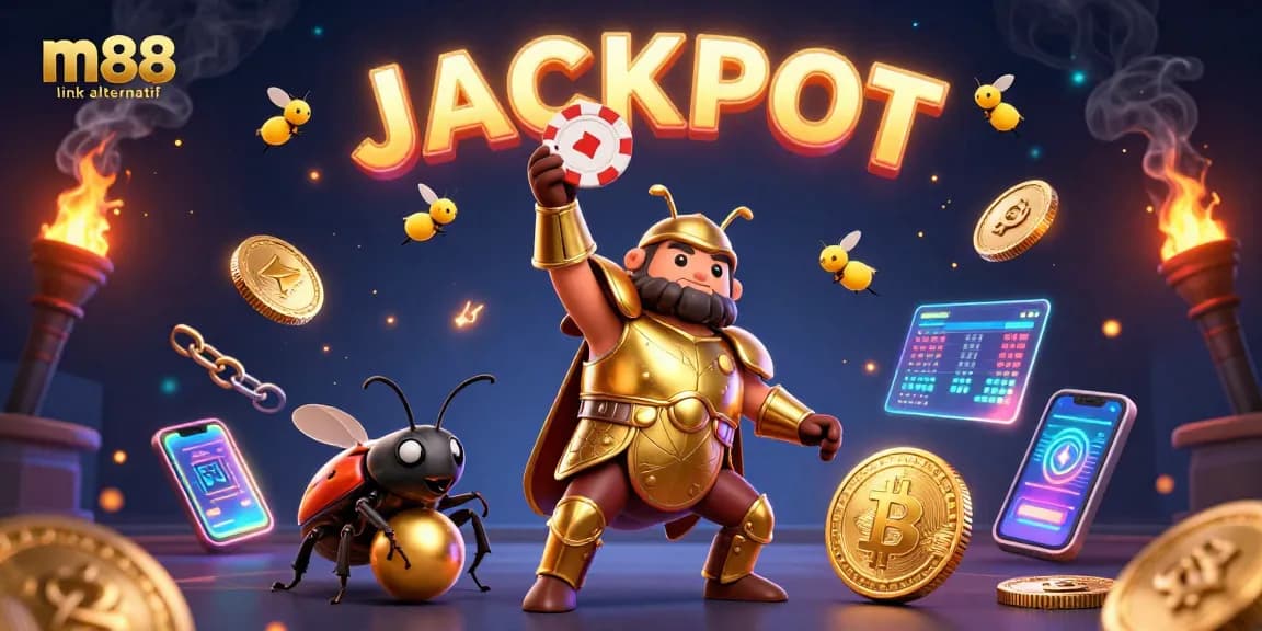Experience thrilling wins at M88 link alternatif with vibrant casino elements and jackpot celebrations.