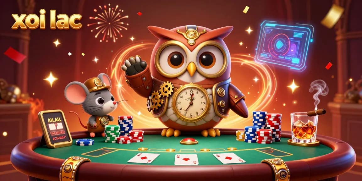 Engage with xoi lac's unique casino experiences through a vibrant poker scene featuring steampunk elements.