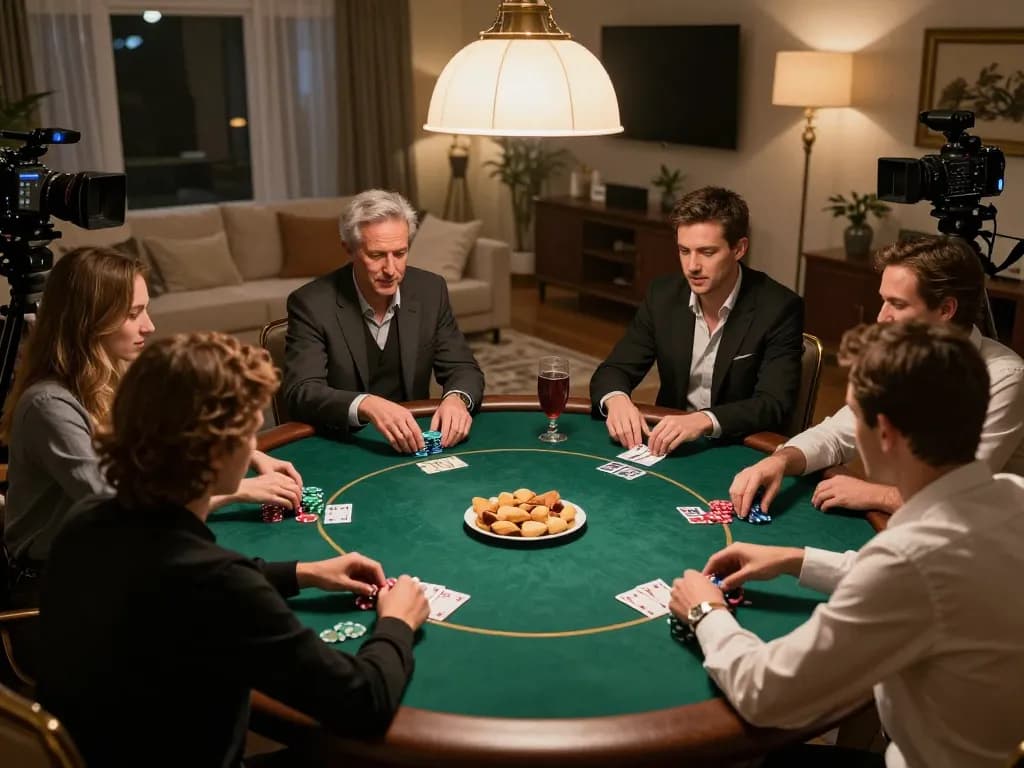 Players enjoying a strategic poker game at home, showcasing ONE88's immersive gaming experience.
