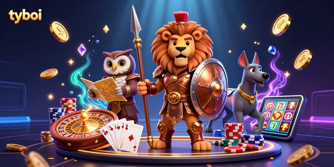 Join the adventure with Tyboi's vibrant casino scene, showcasing thrilling games and lucky fortunes.