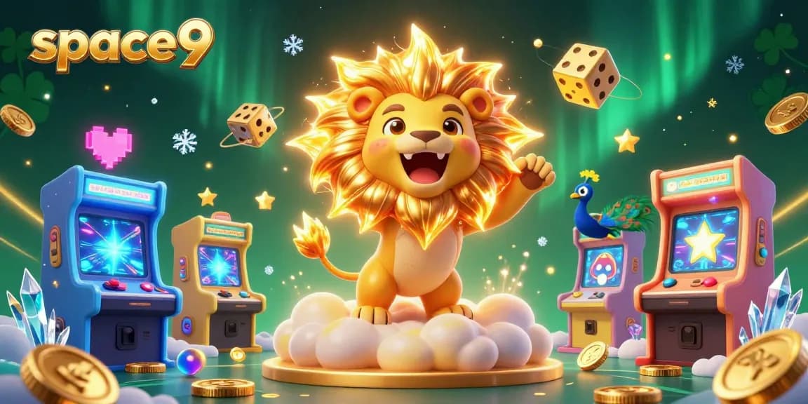 Experience winning at space9 casino with a vibrant 3D illustration of gaming excitement.