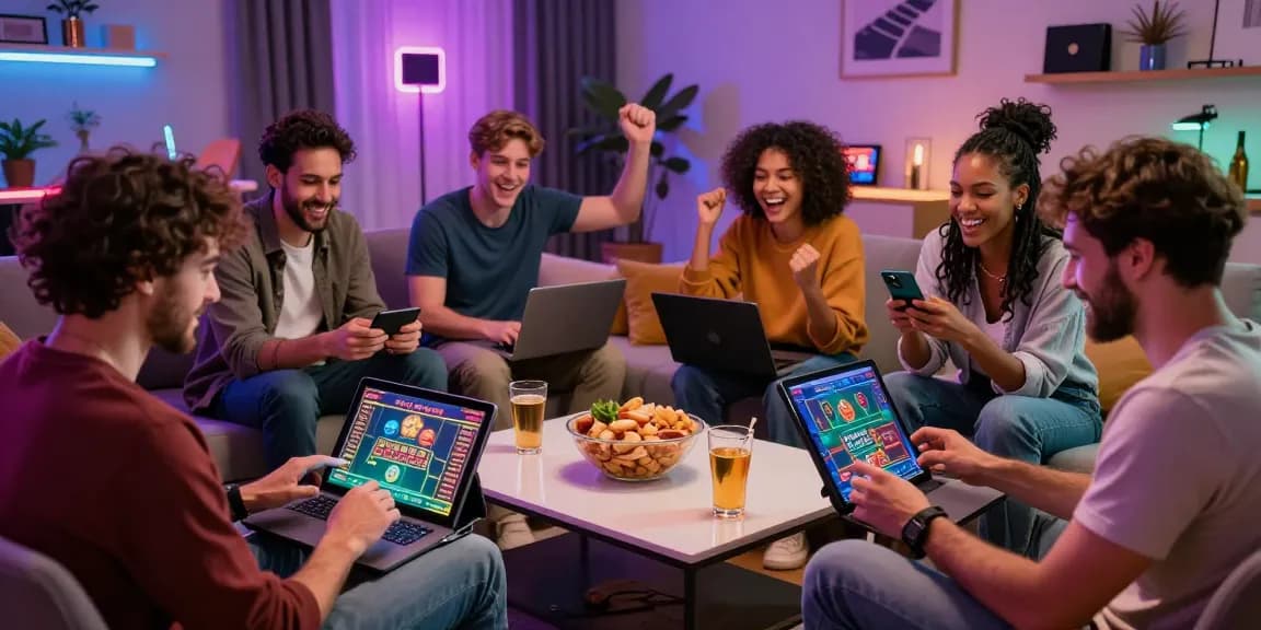 Exciting home gaming scene at chps.org.uk showcasing diverse players enjoying online casino games.