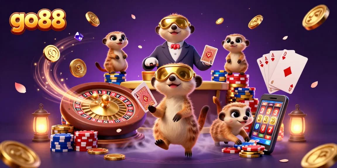 Join the lively go88 meerkats as they orchestrate a colorful casino adventure with vibrant games and excitement.