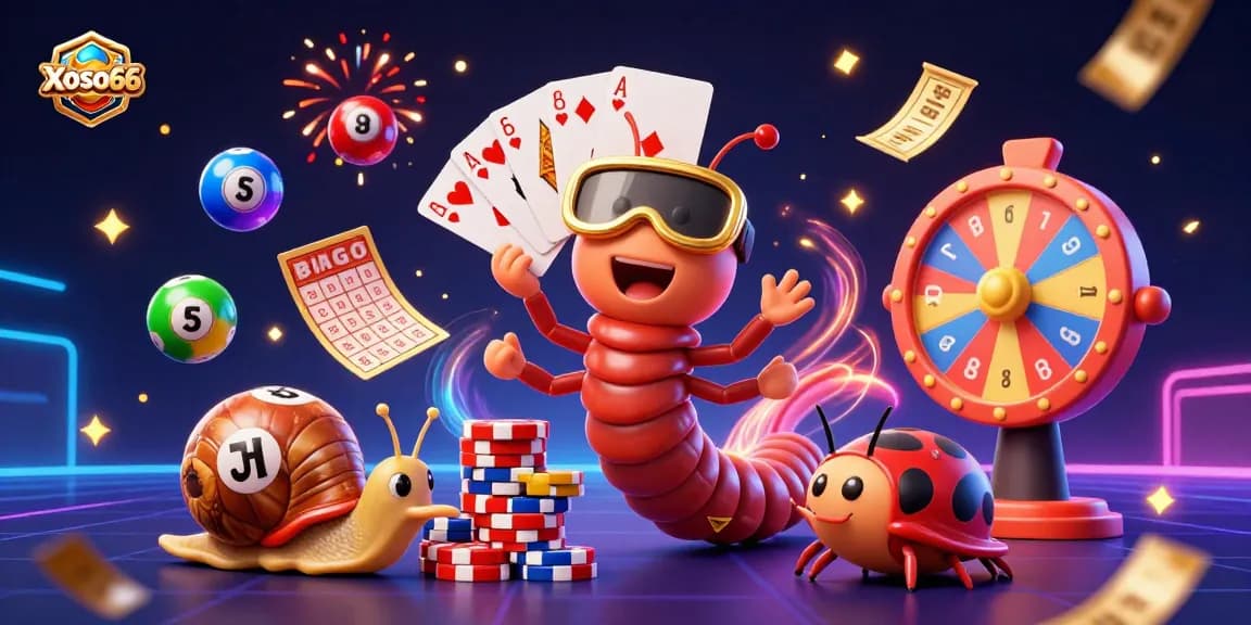 Xoso66 brings excitement with its animated characters celebrating a vibrant lottery scene.