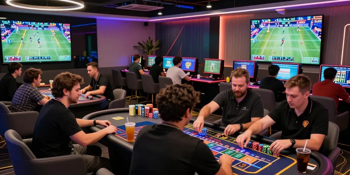 Exciting esports betting atmosphere at Esportivabet, showcasing diverse players engaging in sports bets and gaming.