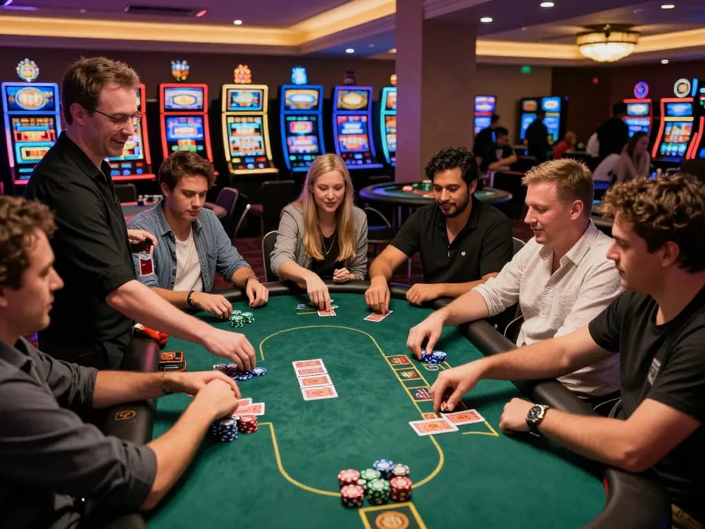 Players at Saibo898 casino celebrating a win, highlighting immersive gaming experience.