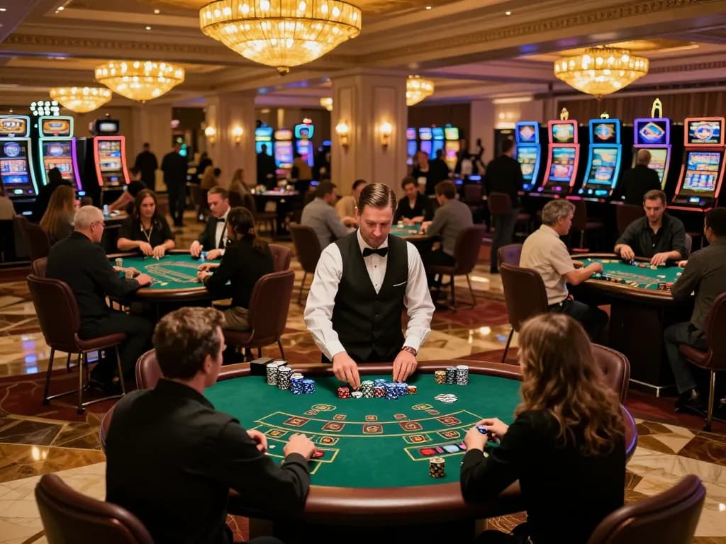 Players enjoying an exciting game of blackjack at QQ88, showcasing vibrant casino atmosphere.
