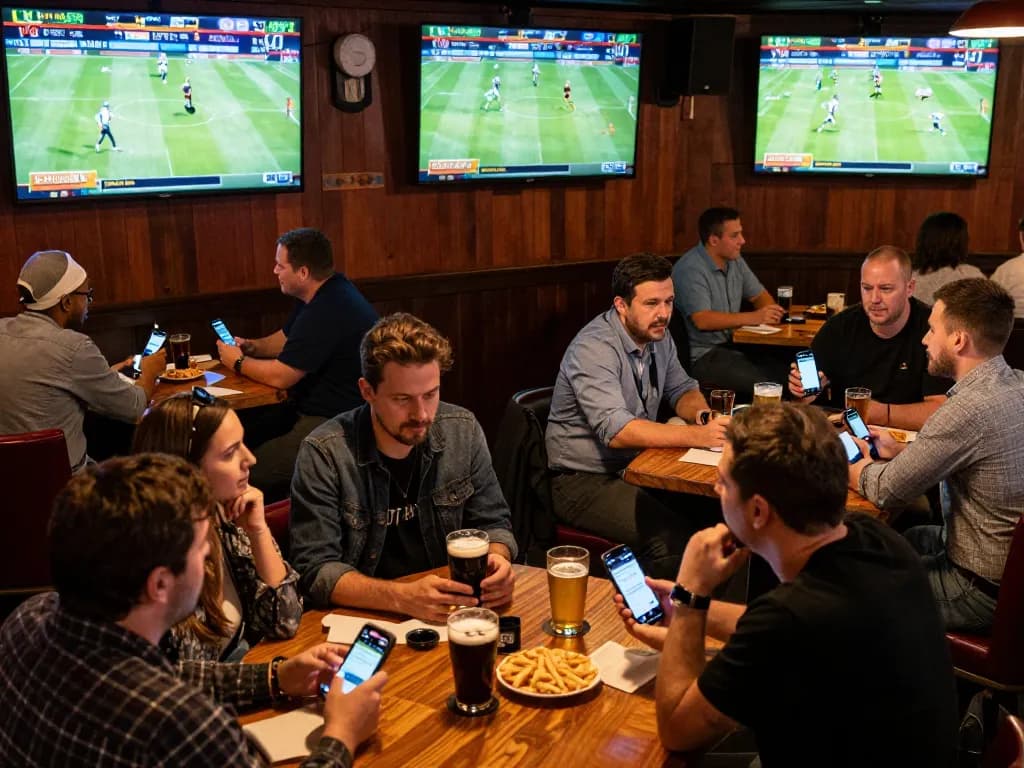 Experience tin soi kèo action with enthusiastic patrons placing bets at a lively sports bar