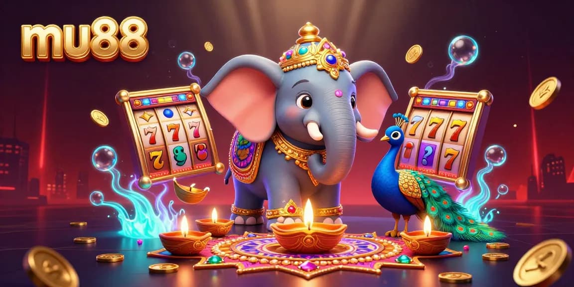 Engage in thrilling casino play with mu88, featuring dynamic slot reels and animated elements.