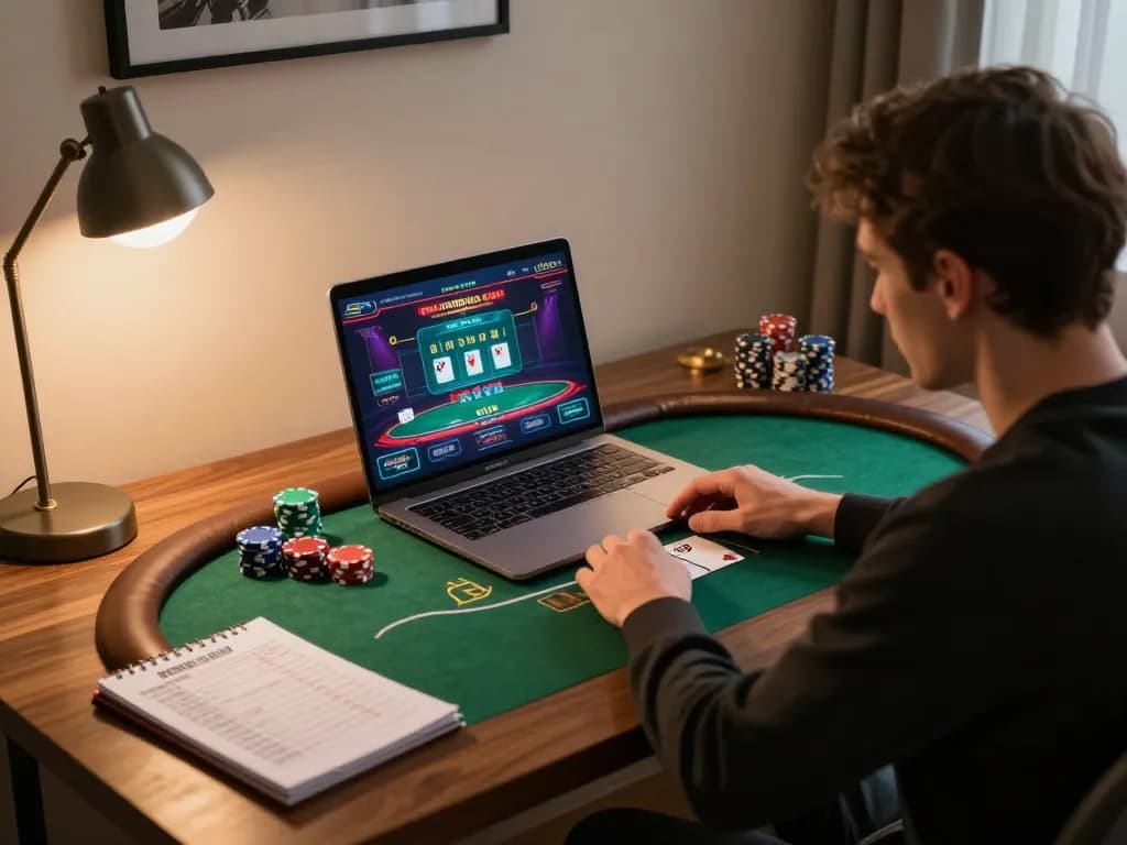 Engage in exciting online gambling strategies with gg88 at a stylish home setup.