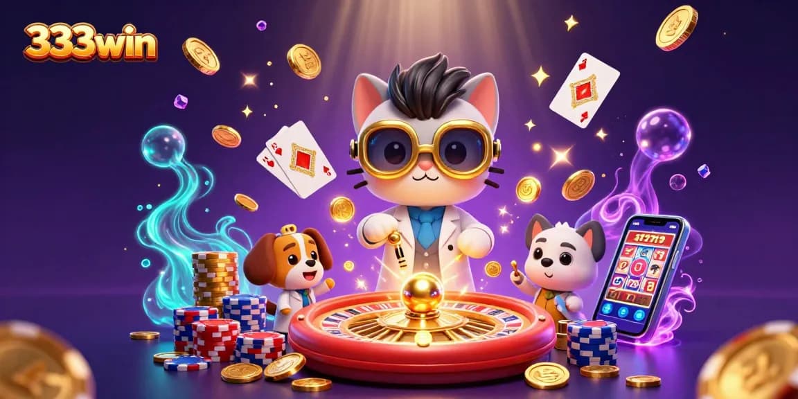 Engage with 333win at a vibrant online casino scene showcasing gold coins and a dynamic roulette wheel.