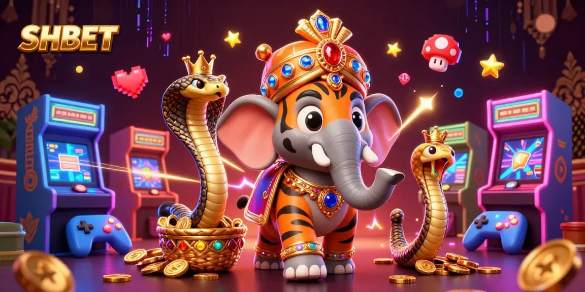 Experience vibrant gaming action with SHBET's rich 3D casino illustration featuring lively characters and game elements.