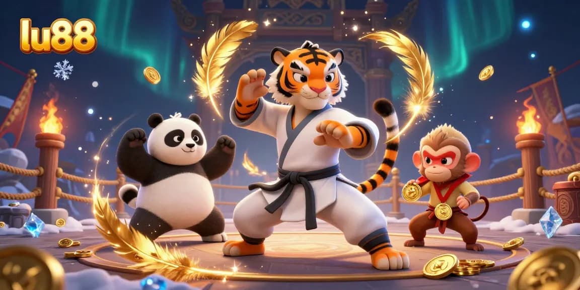 Experience thrilling gameplay at lu88 with a dynamic scene featuring iconic martial arts characters.