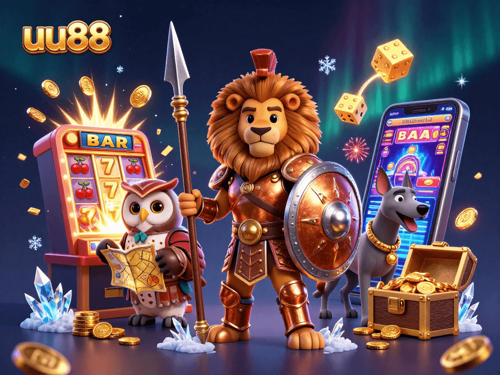 Experience thrilling wins at uu88 with a 3D casino scene of excitement and massive jackpots!