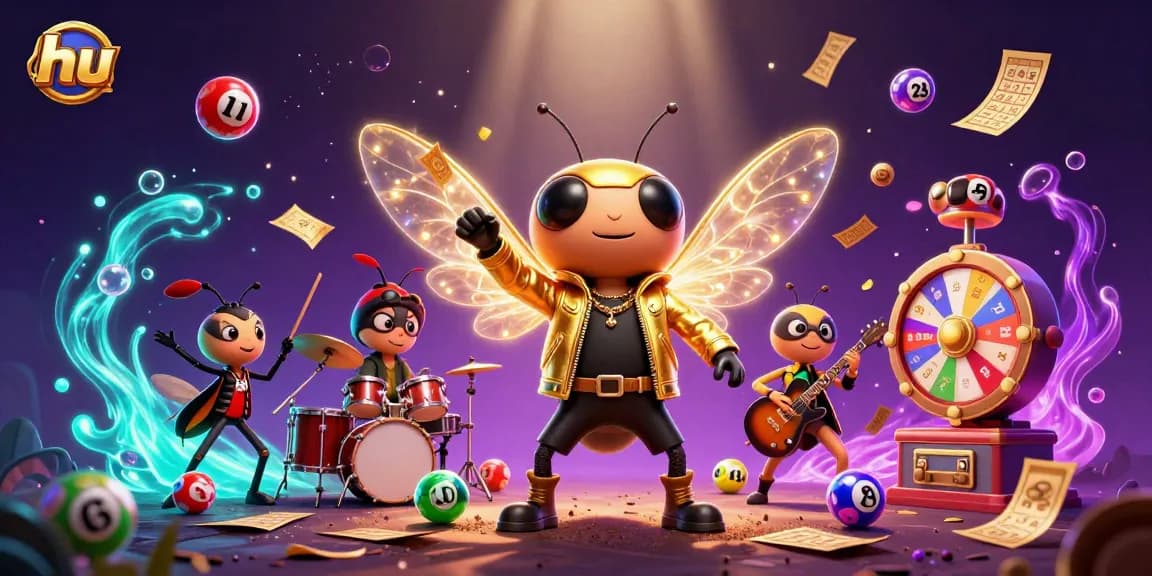Experience hu thrilling lottery action with vibrant 3D characters in a dynamic casino scene.