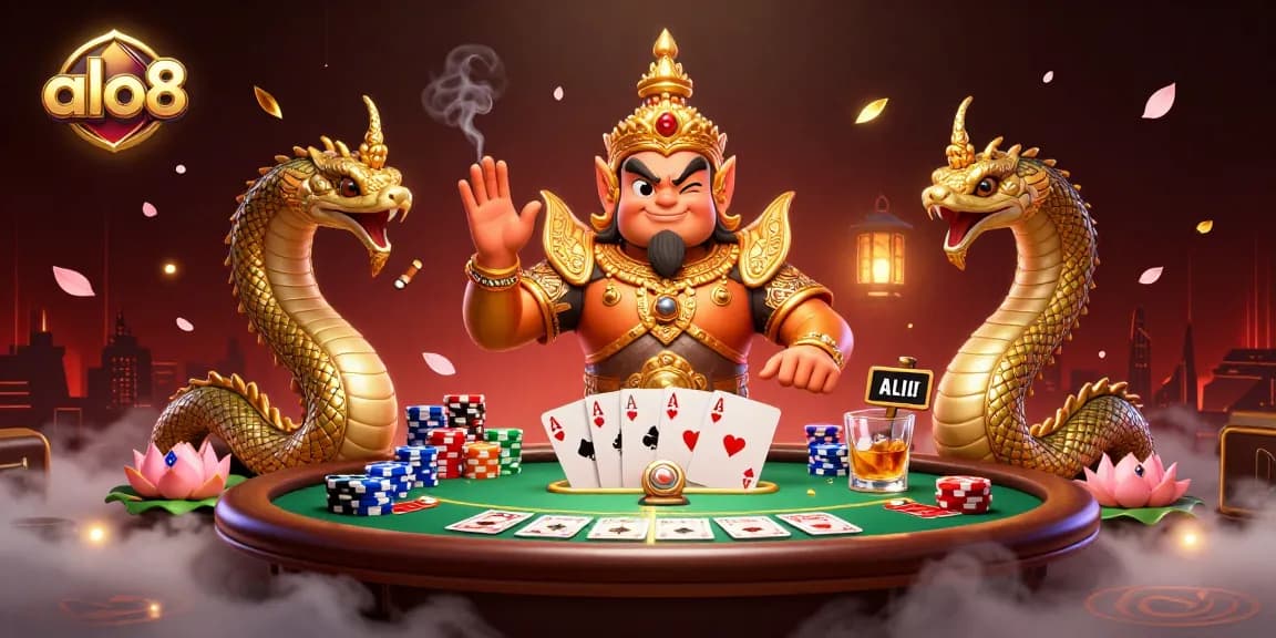 Engage with thrilling poker action at alo8 with 3D characters and vibrant casino elements.