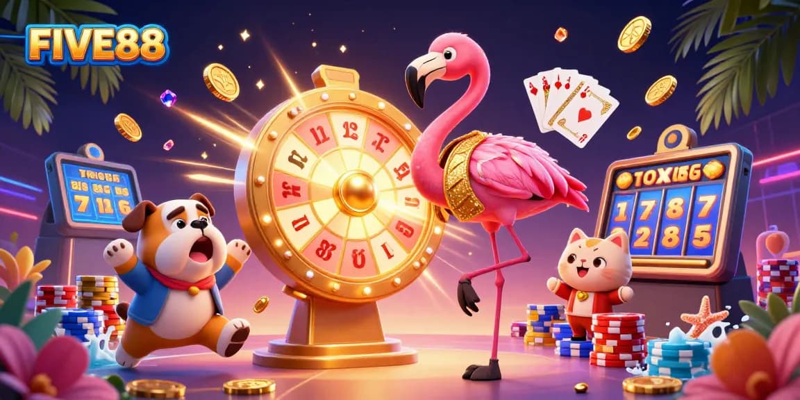 Experience thrilling games at FIVE88 with exciting winnings and vibrant casino elements.