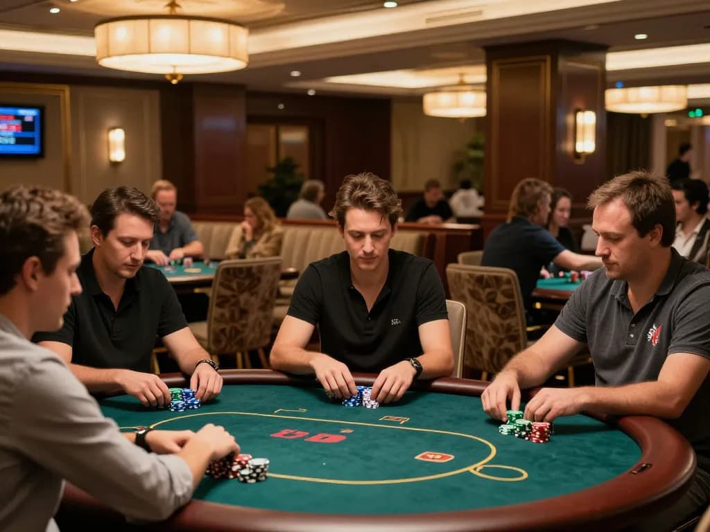 Players enjoying a thrilling poker game at Go88 casino, showcasing strategic betting and social interaction.