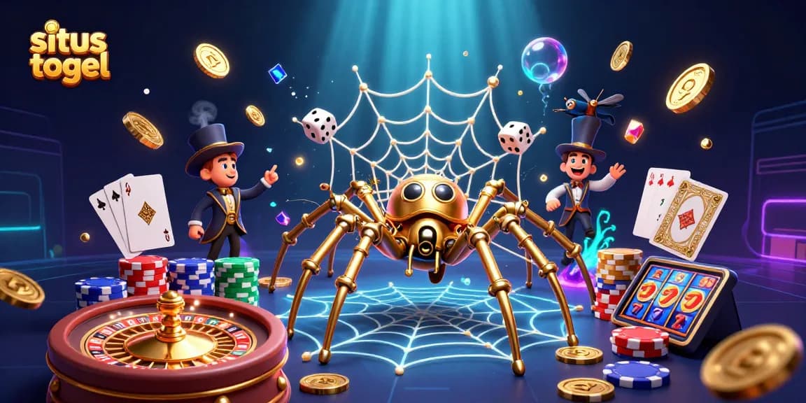 Situs togel offers animated fun with steampunk elements, vibrant colors, and engaging casino imagery.