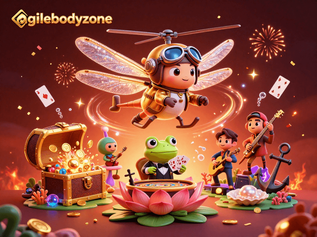 Join the action at agilebodyzone with vibrant casino characters in a magical gaming scene.