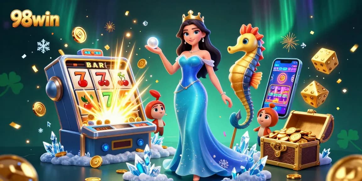 Spin to win big at 98win with vibrant casino elements showcasing jackpots and excitement.