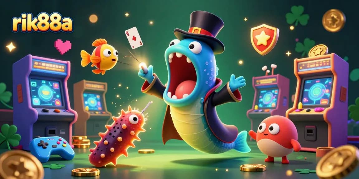 Experience thrilling gameplay at rik88a featuring a deep-sea eel magician and vibrant casino elements.